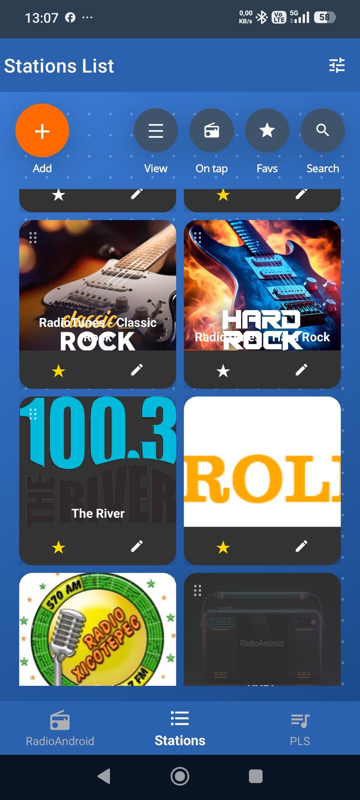 Station tiles with rock station artwork on the blue skin