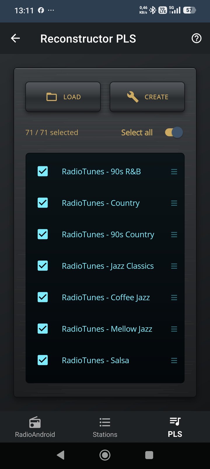 Vintage style, black - Reconstructor PLS with all 71 stations selected